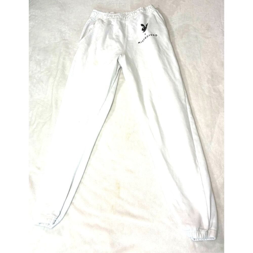 Playboy x Missguided White Jogger Sweatpants Womens